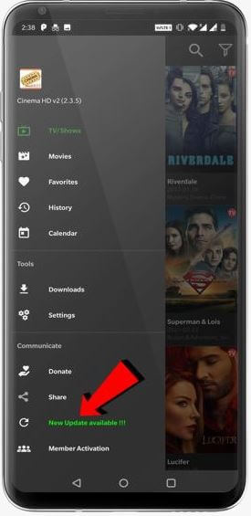 cinema apk update available image