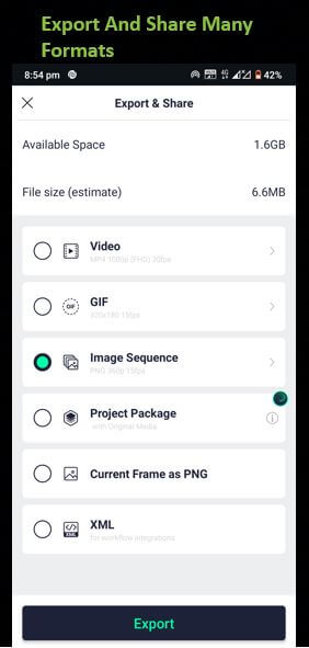 Alight motion app export and share and export