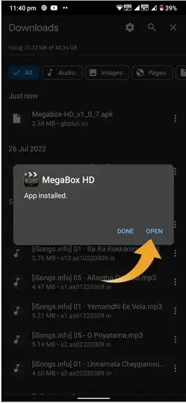 MegaBox HD abierto .2Imagen
